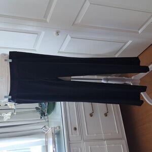 Sisley Womens Italian Black Wide Leg Tuxedo Trouser Pants Satin Accents US6/EU44